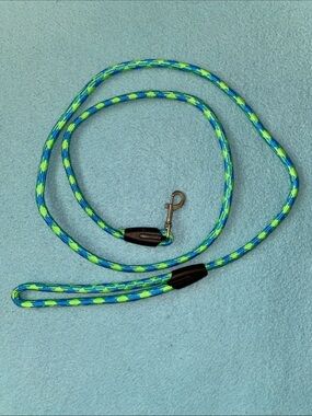 DOG LEASH braided neon green blue with metal swivel clip 60 inch size OSFA